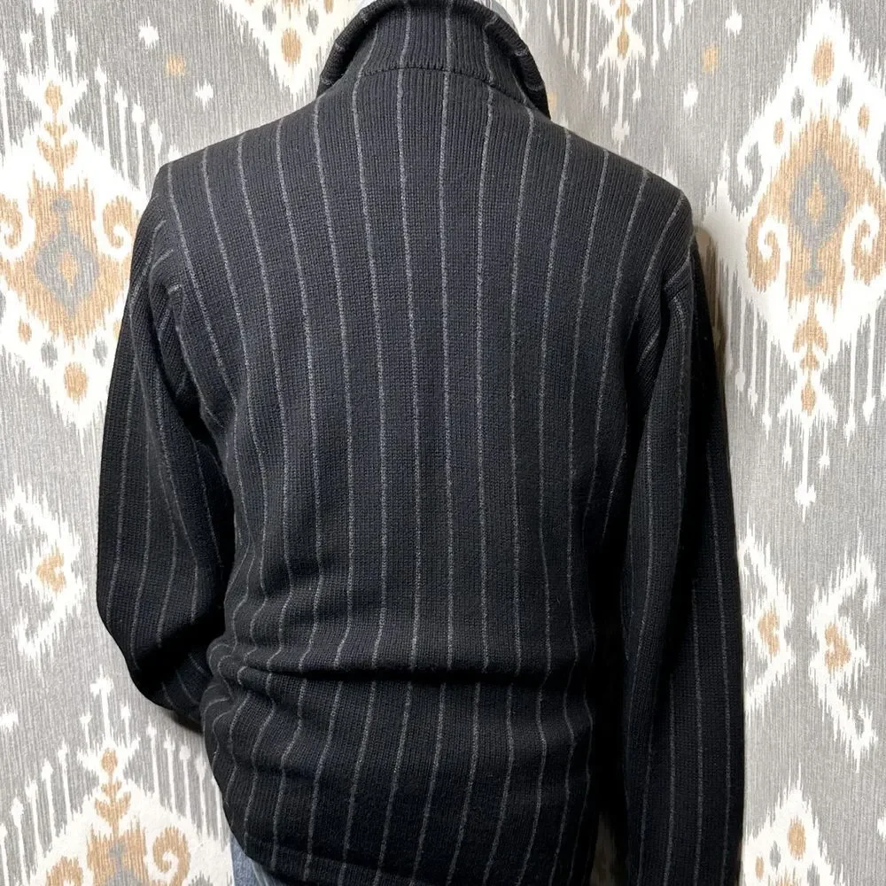 Vtg Polo Ralph Lauren Chalk Stripe Cashmere Double Breasted Blazer Knit Cardigan